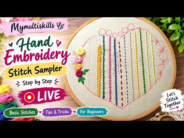 Basic for hand embroidery beginners live tutorial pls join and support my channel..