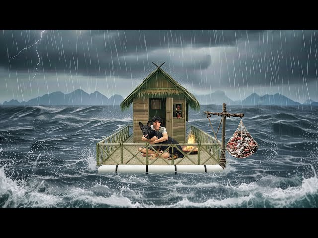 15 Days Trash Raft Survival on the Ocean | Floating with My Dog