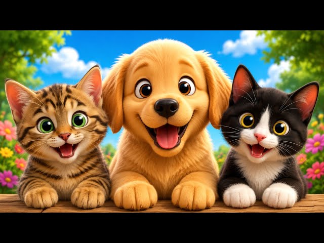 🐶 Golden Puppy Helps Two Lost Kittens | Animals Sounds for Kids | Cute Animal Adventure for Toddlers
