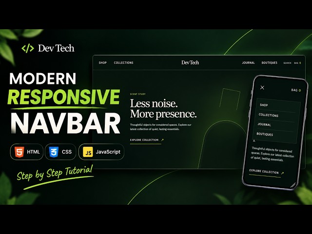 How to Create a Modern Responsive Navbar | HTML CSS & JavaScript