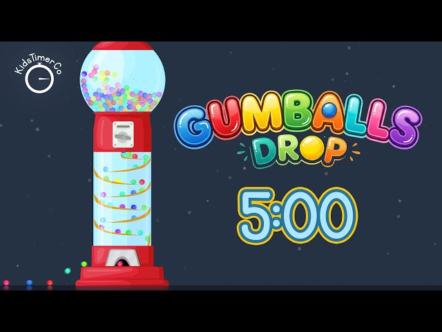 5 Min Gumball Machine Countdown! ✨🔴🍬 Fun Visual Timer for Kids