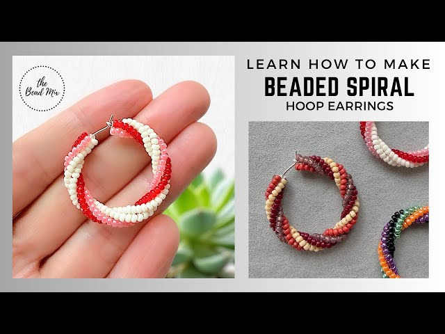 How to Make Beaded Spiral Hoop Earrings with Seed Beads - Beginner Friendly!