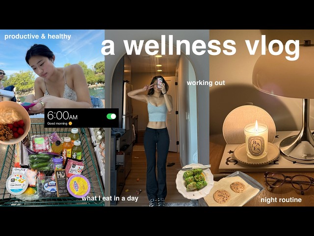 a wellness vlog 🧘🏻‍♀️ what i eat in a day, morning/night routine, working out, & filling my cup!