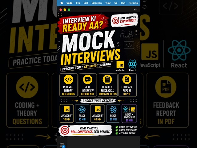 React / JavaScript Interview Ki Ready Aa? 🔥 Mock Interviews | Crack Frontend Interviews