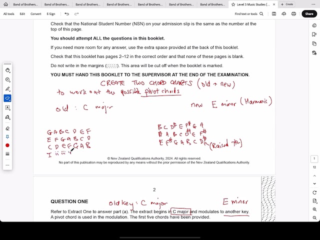 2024 NCEA level 3 Music External exam Harmony paper Question 1