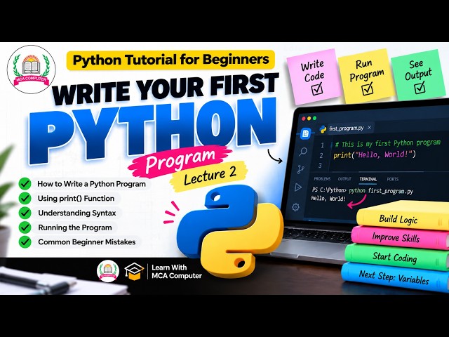 Python Tutorial for Beginners in Hindi | Write Your First Python Program | Lecture 2