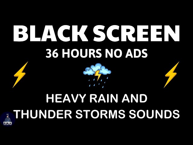 🔴 Heavy Rain and Thunder Sounds for Sleeping - Black Screen | Intense Storm for Deep Sleep
