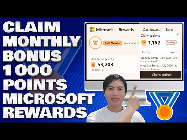How To Claim Monthly Bonus 1000 Points on Microsoft Rewards | Step-by-Step Guide Tutorial