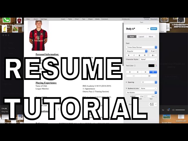HOW TO MAKE A PROFESSIONAL SOCCER CV/RESUME