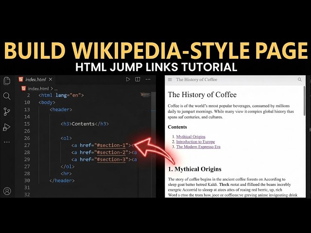 How to Create a Wikipedia-Style Web Page with HTML Anchors and Links | Code in Practice