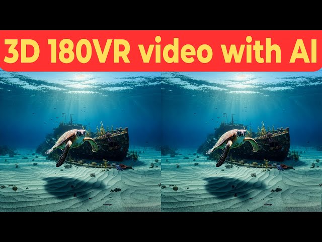 The 2nd generative-AI 3D 180VR video features a sea turtle swimming near a shipwreck.