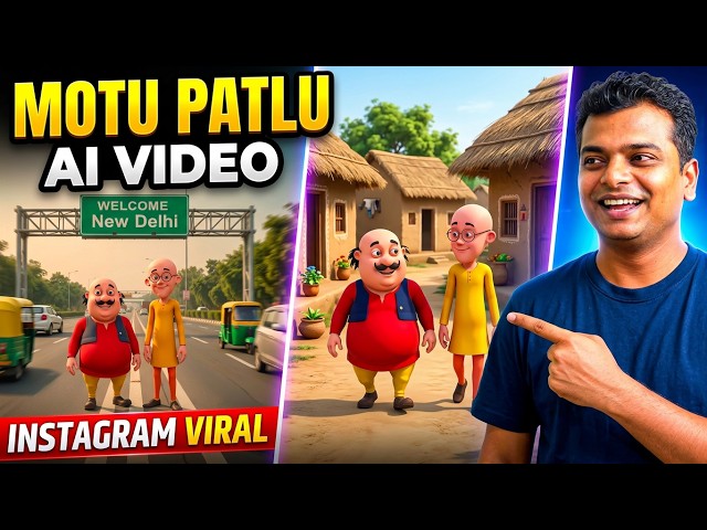 Instagram Viral Motu Patlu Wali Ai Video Kaise Banaye | Trending Motu Patlu City & Village Reel edit
