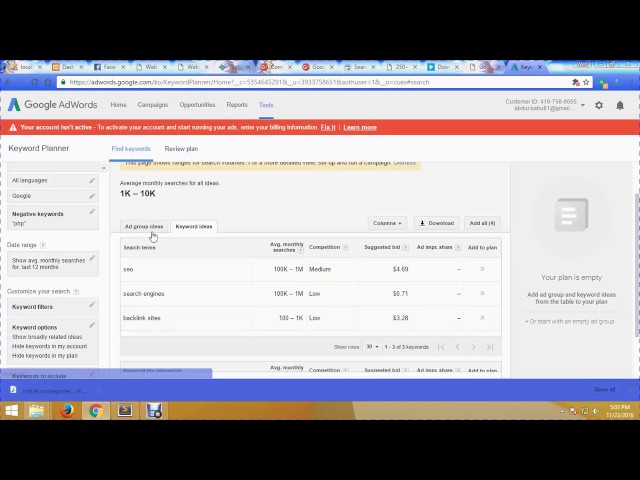 Keyword Planner Tutorial