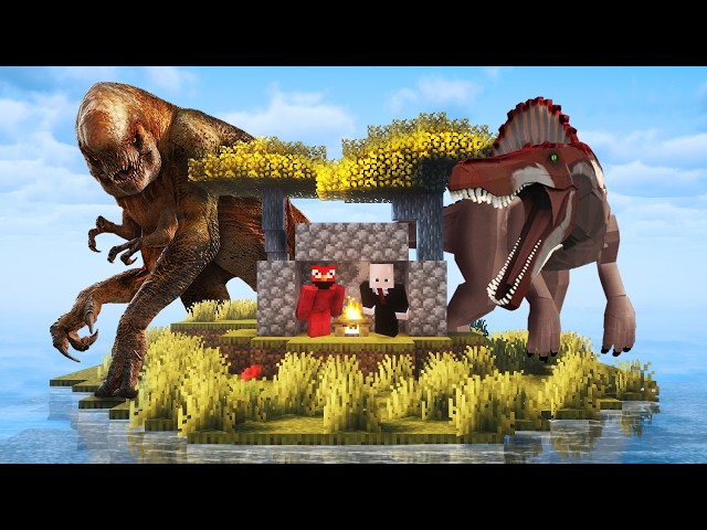 2 Idiots Survive a Jurassic Island in Minecraft