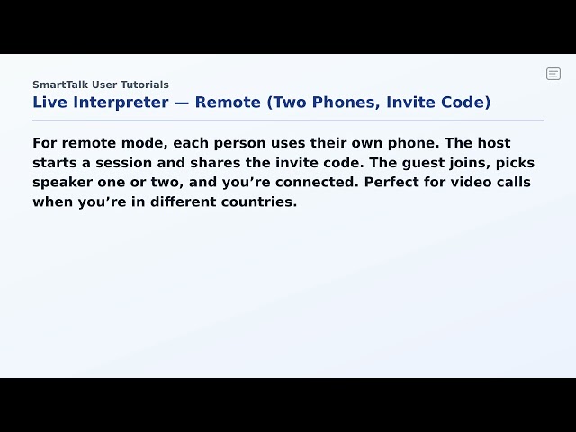 3.2 Live Interpreter — Remote Two Phones, Invite Code