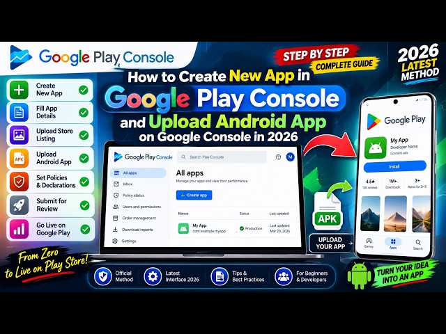 How to Create New App in Google Play Console & Upload Android App in 2026 | Complete Guide