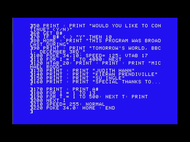 Tomorrow's World - Computer Programs that were transmitted