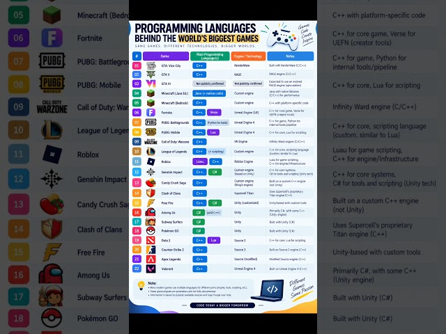Language Behind Games #coding #programming #developer