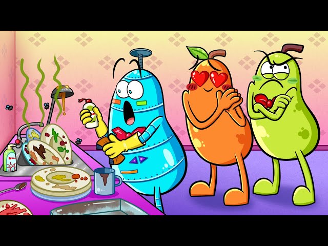 Pears VS Robots 🎯 | Crazy Robot Assistant || Pear Couple Global 🍐