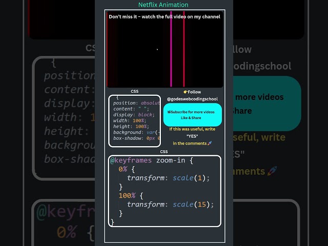 Netflix Logo Animation using HTML & CSS 🎬 | Pure CSS Animation #Shorts #cssanimation godesweb