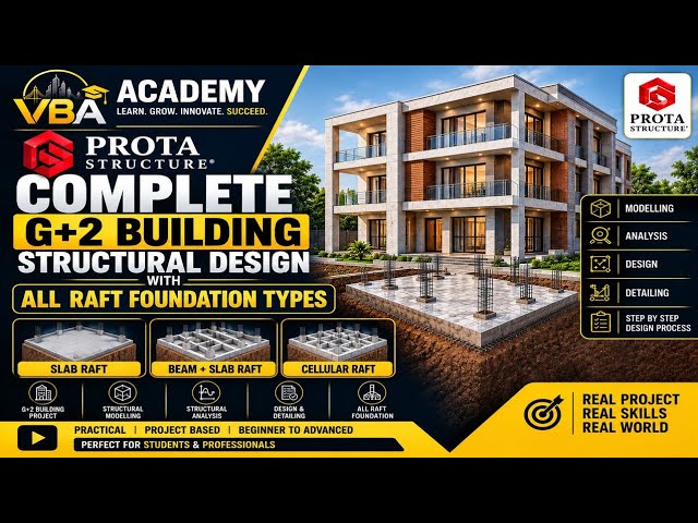 PROTA STRUCTURE G+2 BUILDING STRUCTURAL DESIGN WITH ALL RAFT FOUNDATION— EP. 05: UPSTAND BEAM + SLAB