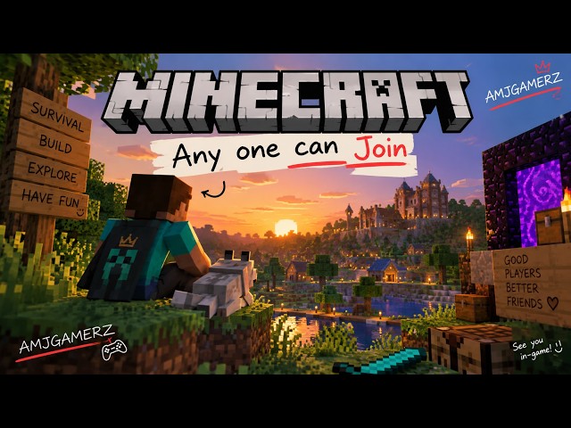 🔴 MINECRAFT LIVE 🔥 ANYONE CAN JOIN! | Survival SMP With Viewers | AMJGAMERZ