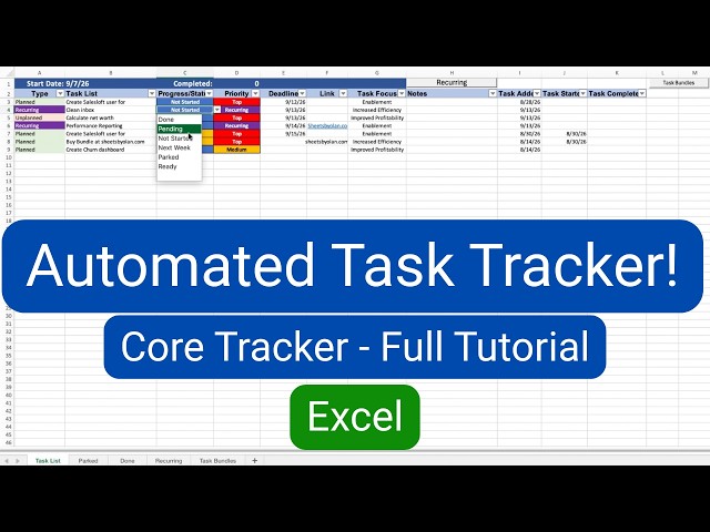 Build Your Own Customizable Automated Task Tracker in Excel (Full Core TemplateTutorial)