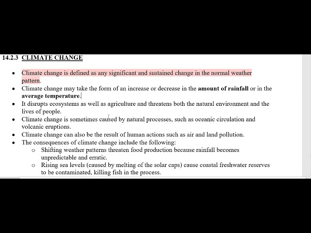 State of the environment climate change