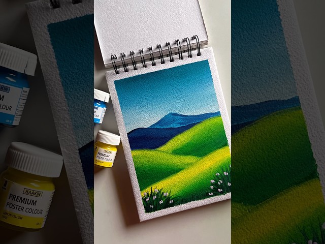 Beautiful mountain ⛰️ drawing with beautiful poster colours 🫶🌸🫶 #art #drawing #shorts