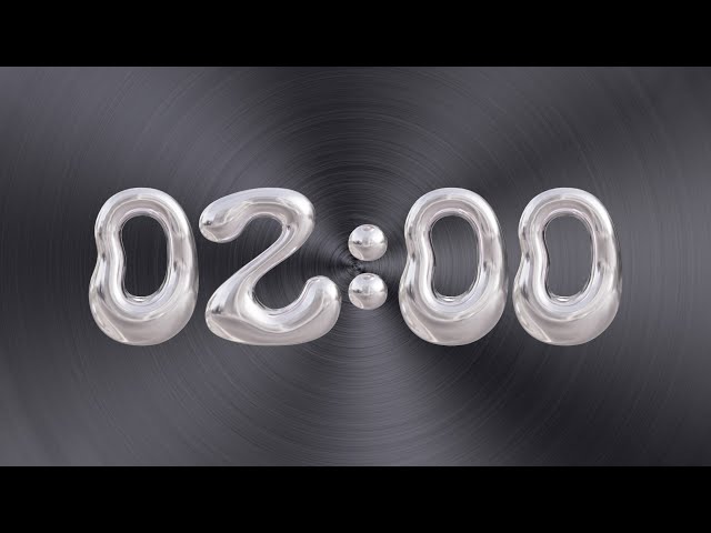 ⏱️ 2-Minute Timer | Sleek Chrome Numbers & Steel Grey Backdrop | Clicks & Race Beeps | 4K✨