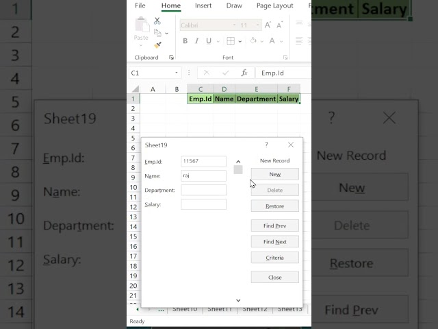 Excel Data Entry Form Kaise Use Kare? | Alt + D + O Shortcut | Excel Tips #Shorts #exceltips