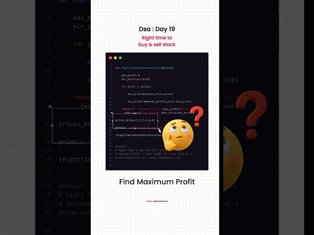 Best Time to Buy and Sell Stock in Python | Greedy DSA Problem | Coding Interview | Day 19. #dsa