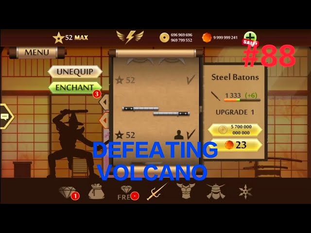 NO ENCHANTMENT || LEVEL 1 WEAPON CHALLENGE || DEFEATING VOLCANO || SHADOW FIGHT 2 UNDERWORLD