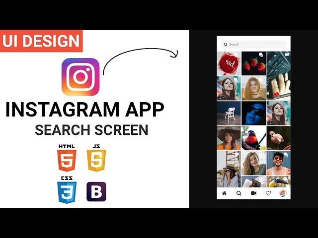 Instagram App UI Template - E02 - Search Screen | HTML CSS BOOTSTRAP Speed Coding