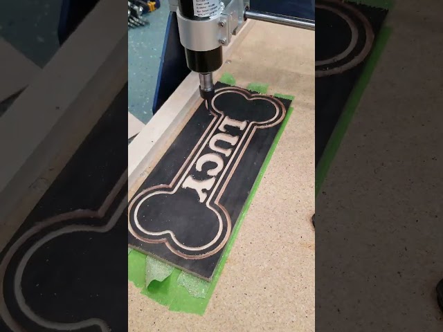 Cutting a Dog Tag on my new Arduino CNC Router #woodworking #cnc #cncmachine