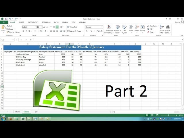 Making Salary Statement for a Month in MS Excel 2013 - Part 2