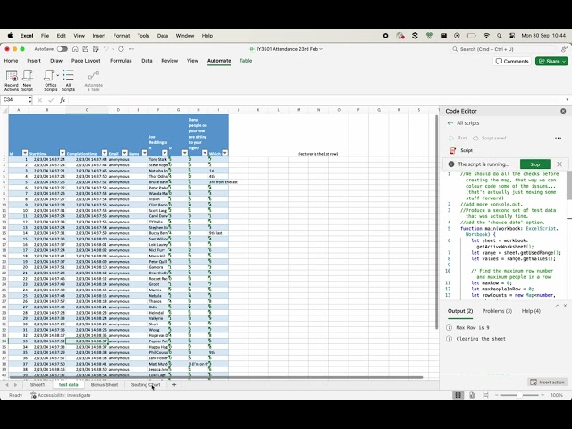 First attempt at mapping lecture attendees with Casper