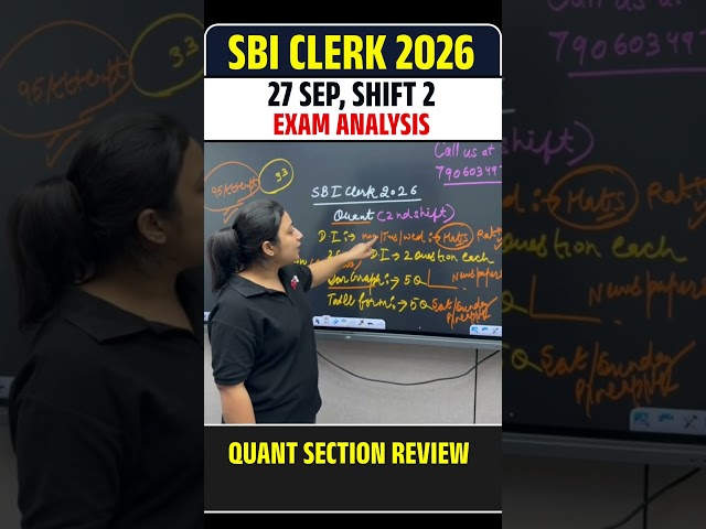 SBI CLERK 2026 27 sep, shift 2exam analysis Quant section review
