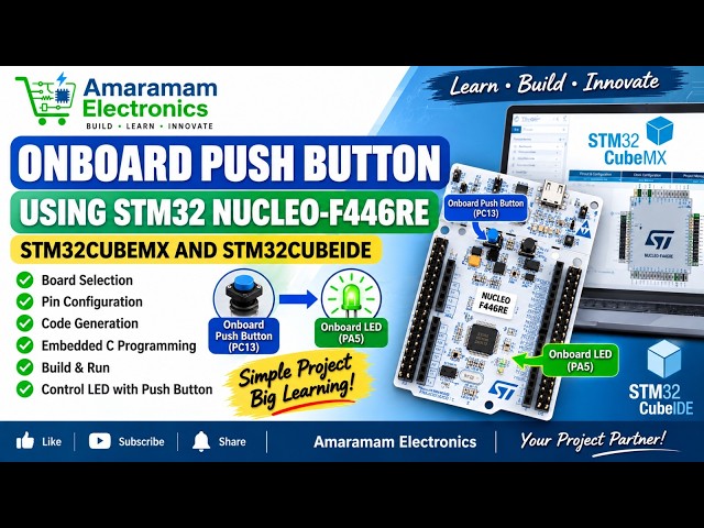 Onboard Push Button Using STM32CubeMX and STM32CubeIDE | STM32 Nucleo-F446RE | Beginner Project