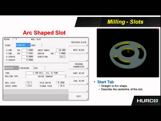 Part Programming - Arc-Slots