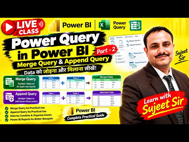 Power Query in Power BI 🔥 Part 2 | Data Cleaning, Transform & Load | Live Class Hindi | Sujeet Sir