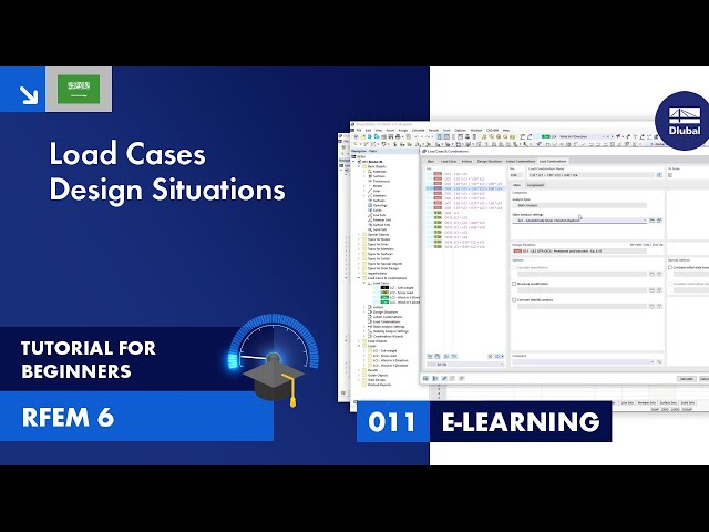 RFEM 6 تعليمي للمبتدئين | 011 حالات التحميل | حالات التصميم | معالج التراكيب