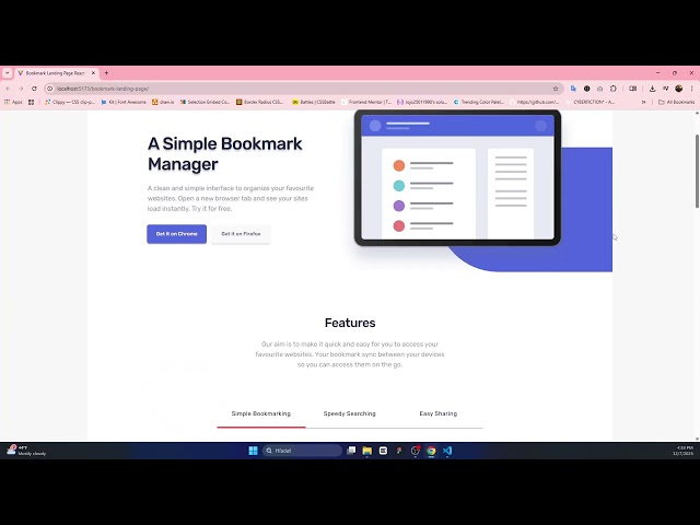 Bookmark Landing Page = React + Vite, TypeScript, Tailwind, GSAP