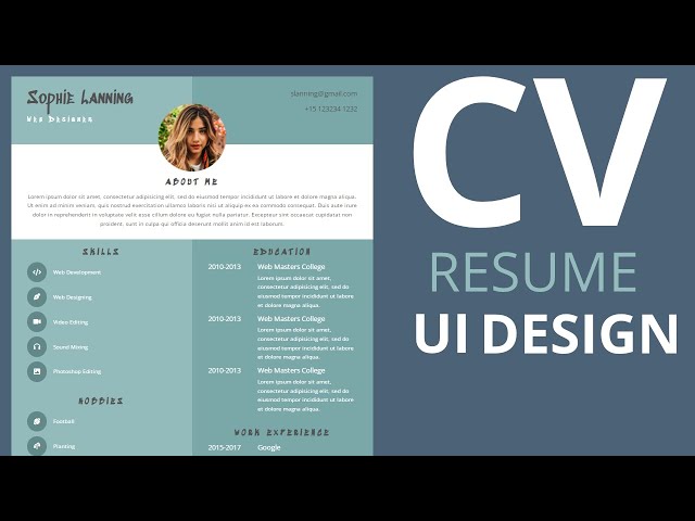 CV Resume UI Design Using HTML and CSS | #Resume #CV #curriculumvitae