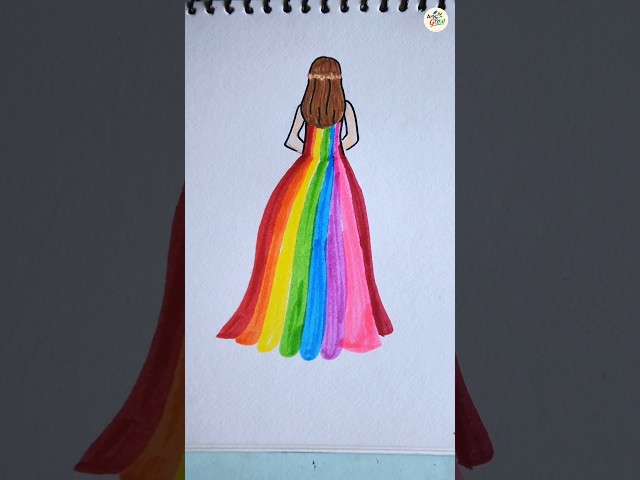 Rainbow Dress Drawing | Beautiful Girl Dress Art ✨ #Shorts#drawing #viral