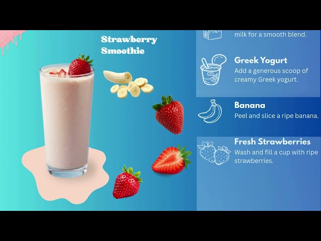 Strawberry Smoothie Recipe Animation #animation #trending #design #motiongraphics 