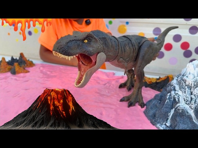 T Rex Dinosaur in LAVA  | Jurassic Dinosaurs In Slime