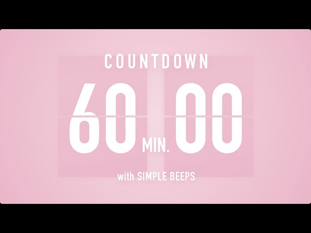 60 Minute Countdown Timer 🌸 Flip Clock with Simple Beeps 🔔