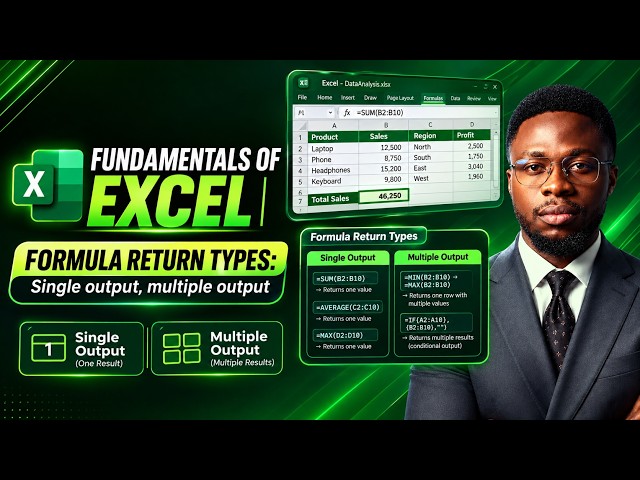 Excel formula return types and logical function