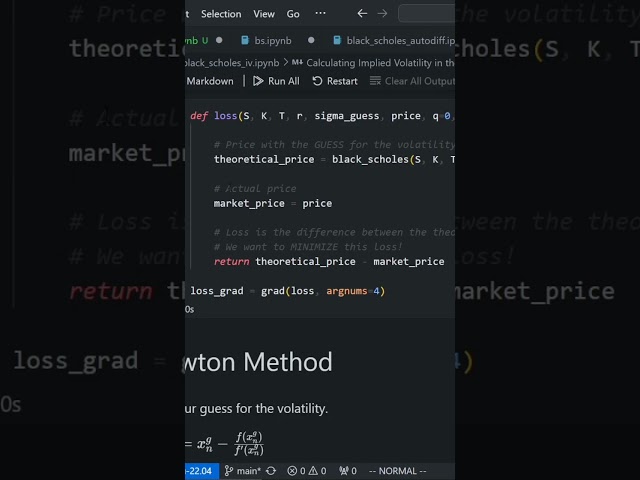 Implied Volatility with Autodiff and Python #optionstrading #algorithmictrading #ml #ai #crypto